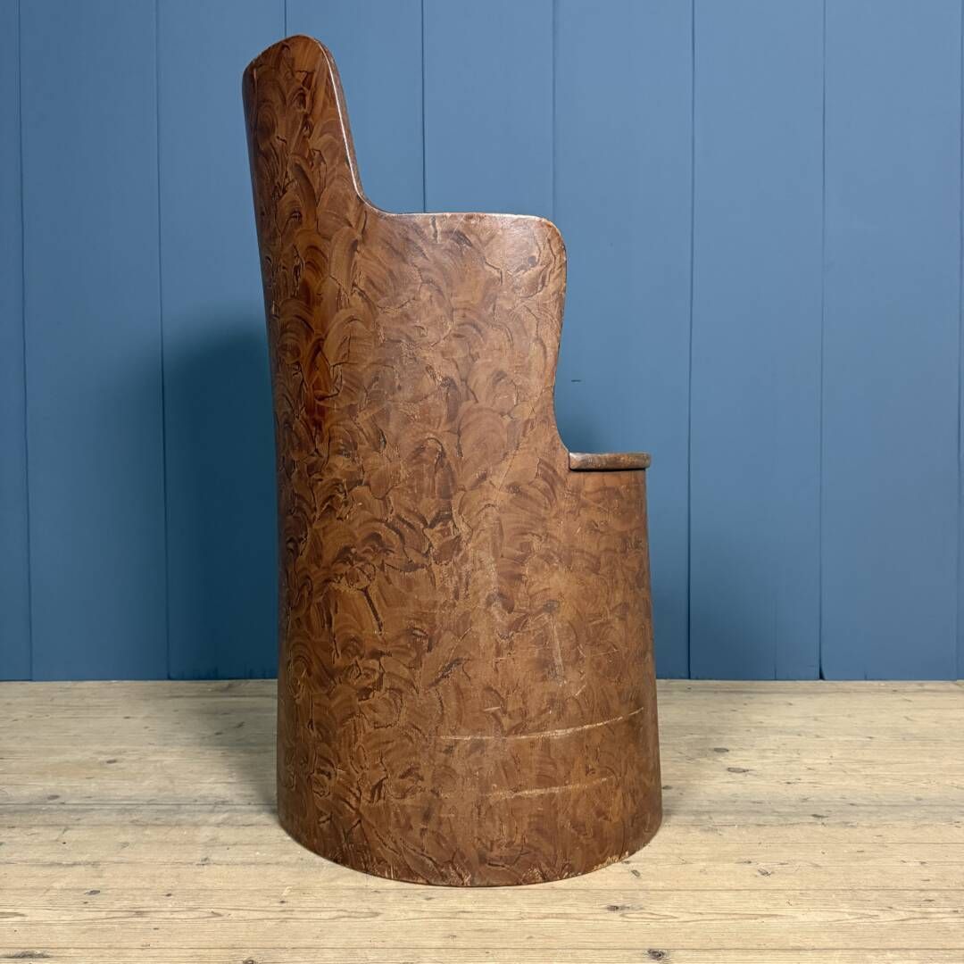 Old Swedish Painted Wooden Stump Chair photo vintage