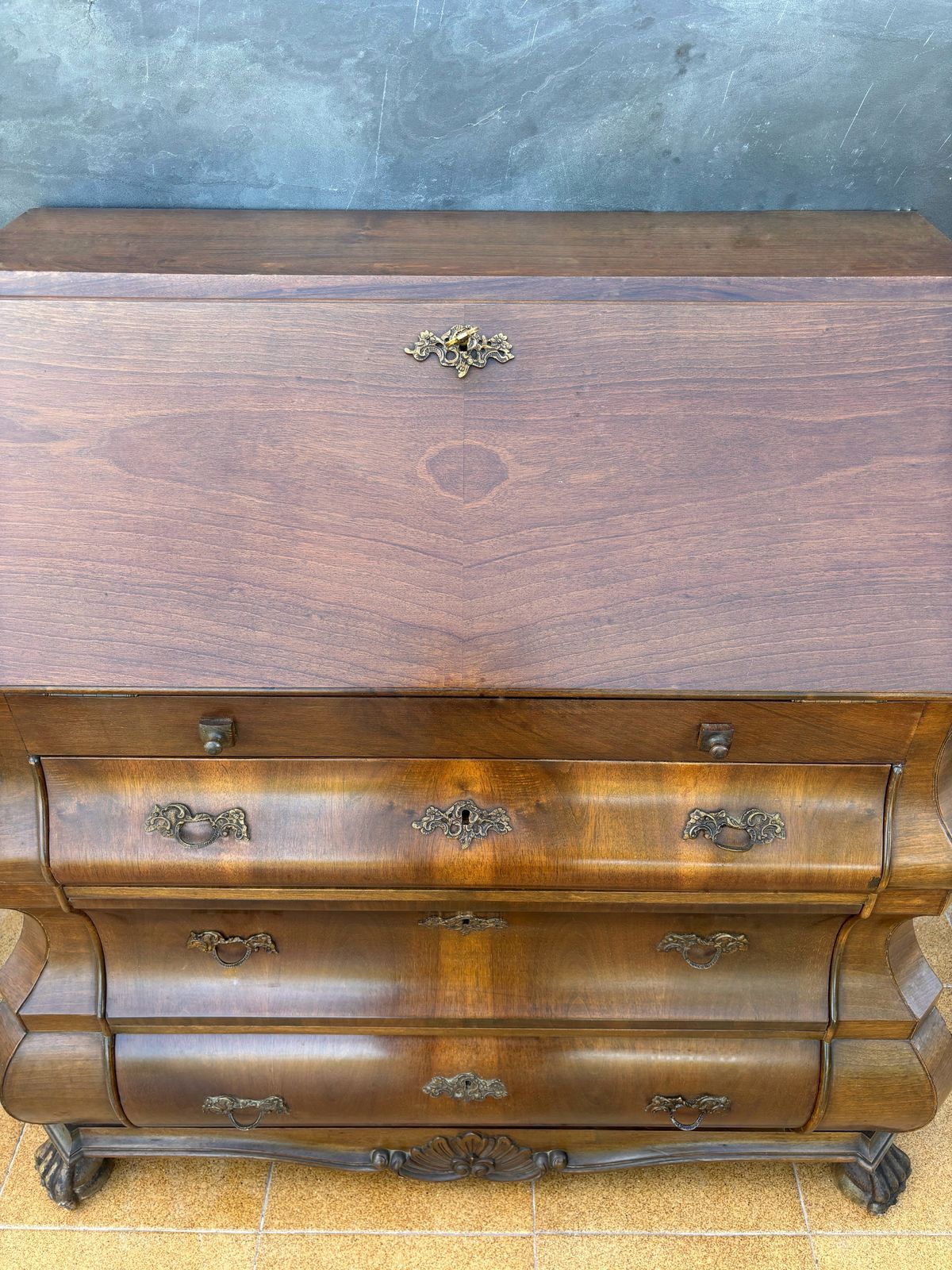 Baroque Style Bombe Secretary Desk, Mid 20th Century photo 3780.0