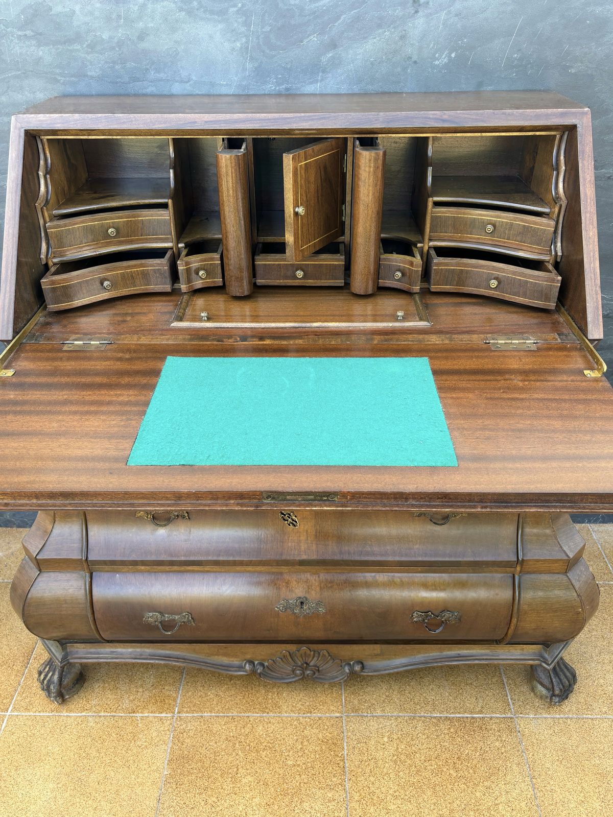 Baroque Style Bombe Secretary Desk, Mid 20th Century photo buy