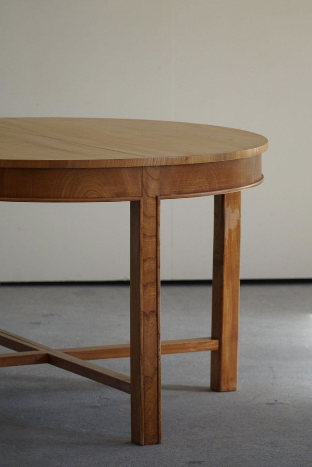 Round Dining Table In Elm Wood With Four Extensions, Danish Cabinetmakre 1950s photo Furniture