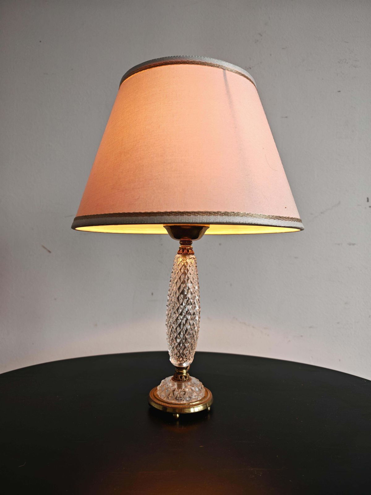 Pair Of Late Arf Deco Table Lamps In Cut Crystal And Bronze, France 1940s photo Lighting