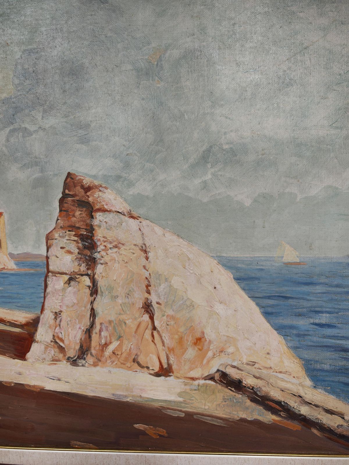 "Rab Island", Oil On Hardboard By Bogoslav Vojinović Pelikan, Yugoslavia 1926 photo Art