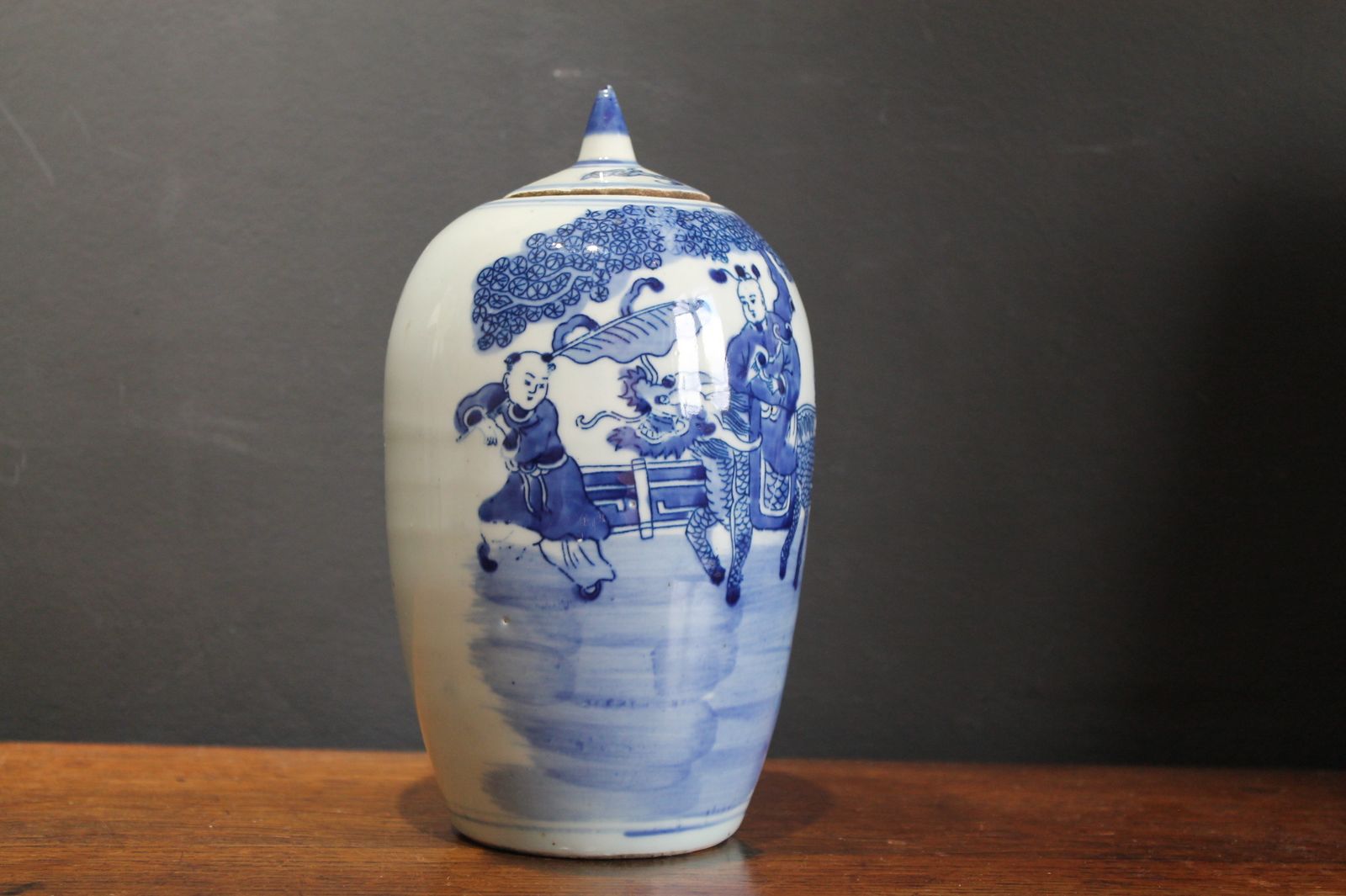 Antique Chinese Qing Dynasty Blue And White Lidded Jar photo furniture