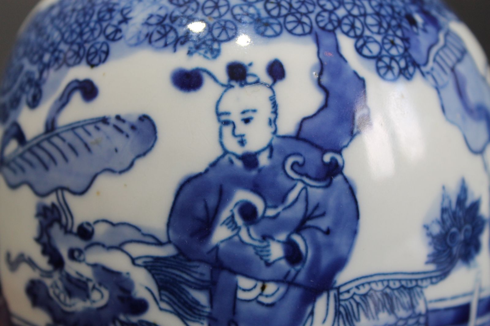 Antique Chinese Qing Dynasty Blue And White Lidded Jar photo buy