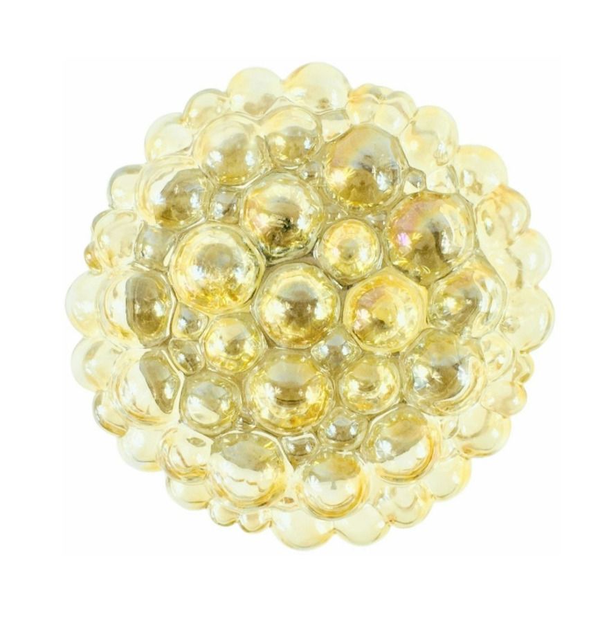 Large Mid Century Modern Amber Bubble Glass Ceiling Light By Helena Tynell For Limburg, Germany, 1960s