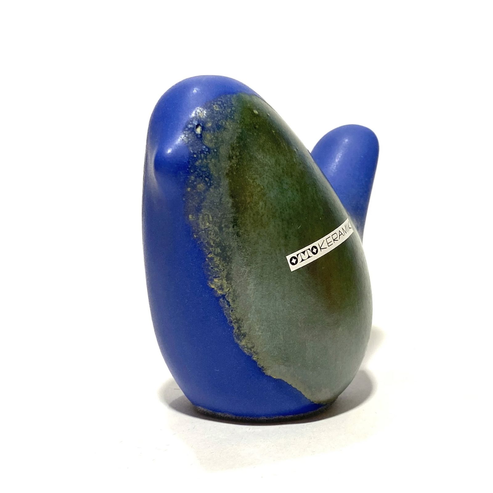 Otto Keramik Bird In Blue & Sea Green Glaze, West German Pottery Style Ceramic Ornament photo for sale