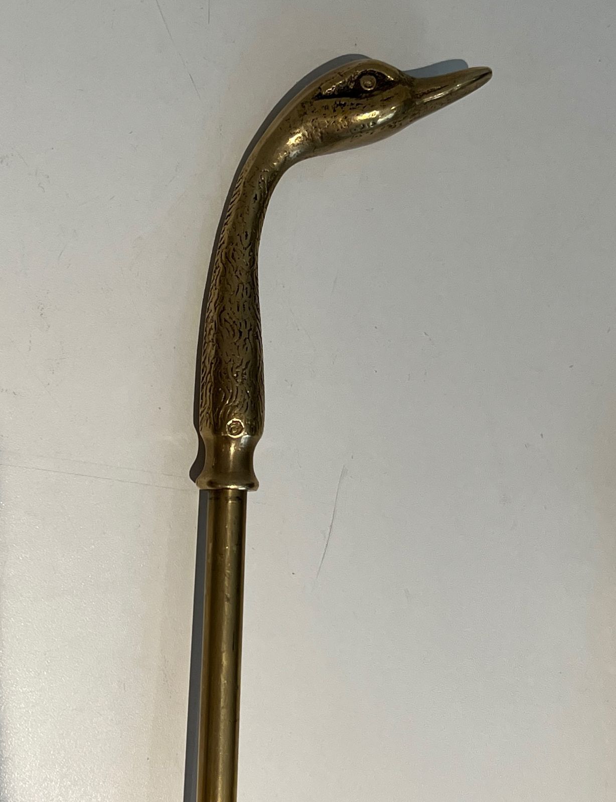 photo vintage Brass Fire Set With Duck Heads In The Style Of Maison Jansen