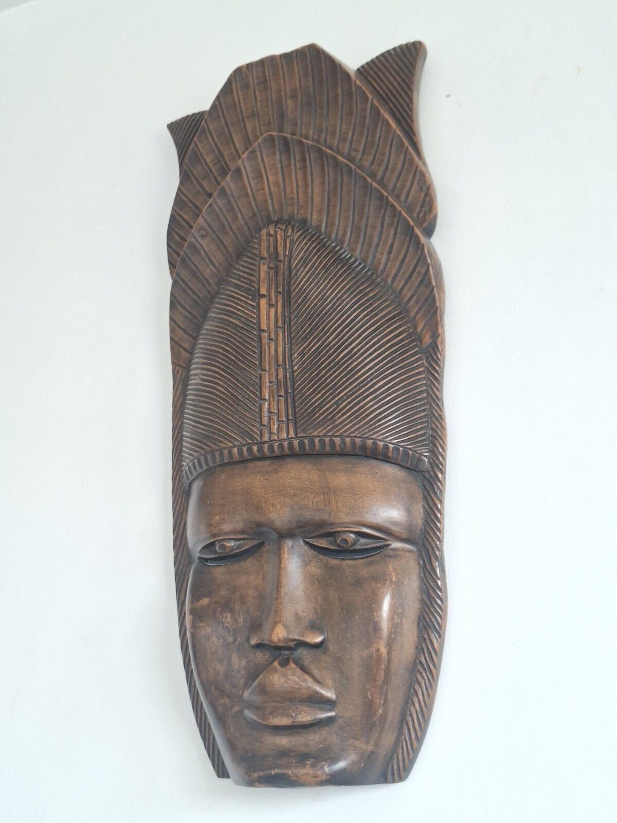 Large African Wall Mask 2.5 Ft Carved Wood Vintage Ethnographic Tribal Decor photo Art