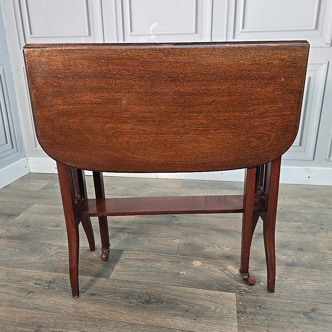 Antique Wooden Sutherland Table   Mahogany Drop Leaf Gateleg Occasional Side photo buy