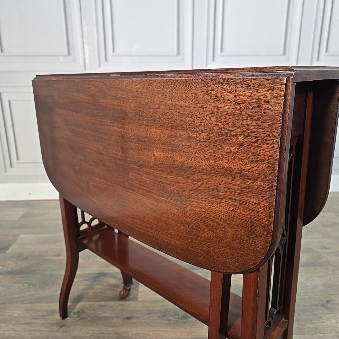 photo for sale Antique Wooden Sutherland Table   Mahogany Drop Leaf Gateleg Occasional Side