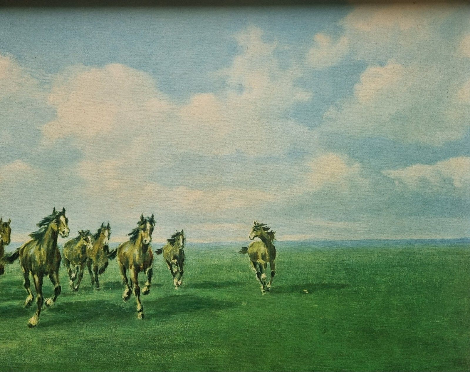 Vintage Framed Boots Art Print On Board The Rebel Herd Mario Bordi Mcm Horses photo vinterior