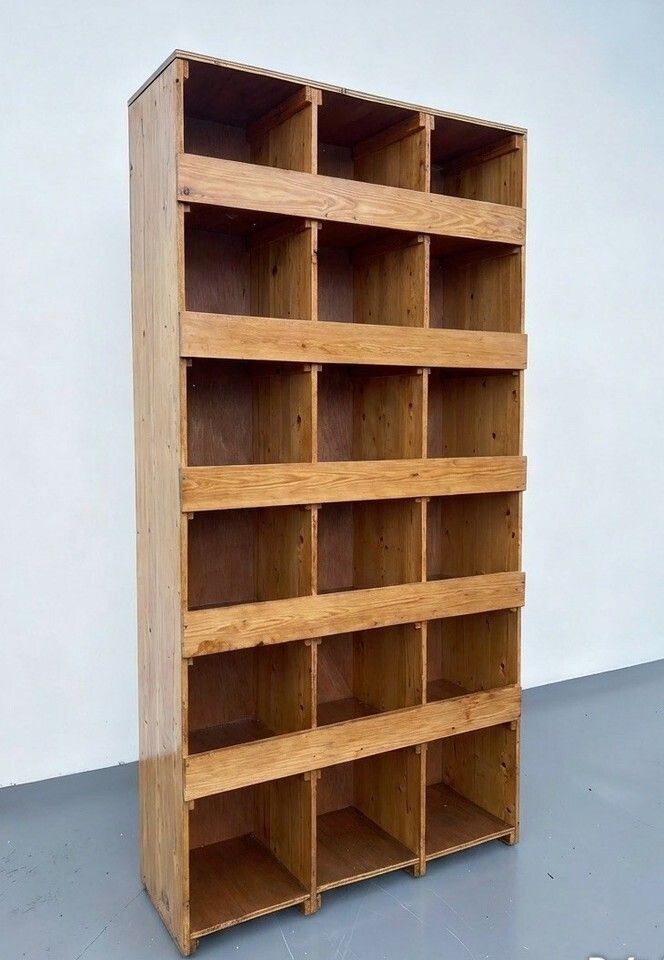 Vintage Solid Pine Cube Bookcase Piegon Hole Bookcase Industrial Style photo vinterior
