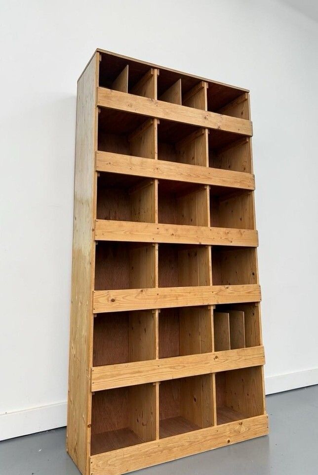 Vintage Solid Pine Cube Bookcase Piegon Hole Bookcase Industrial Style