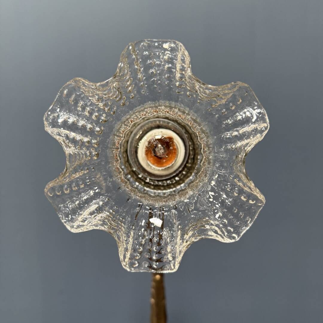 Verlichting Franse Art Nouveau Tafellamp Met Transparante Glazen Kap photo