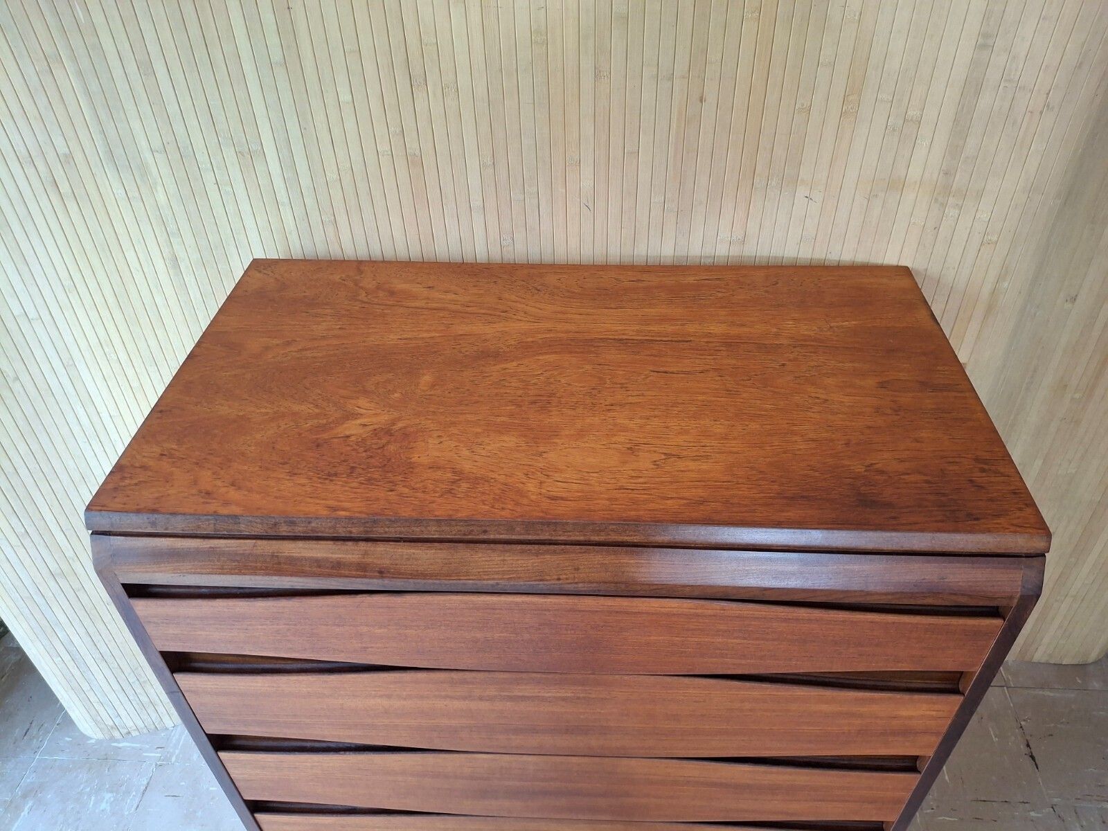Furniture Fab Mid Century Modern White & Newton Teak Tallboy Chest Of 5 Drawers photo