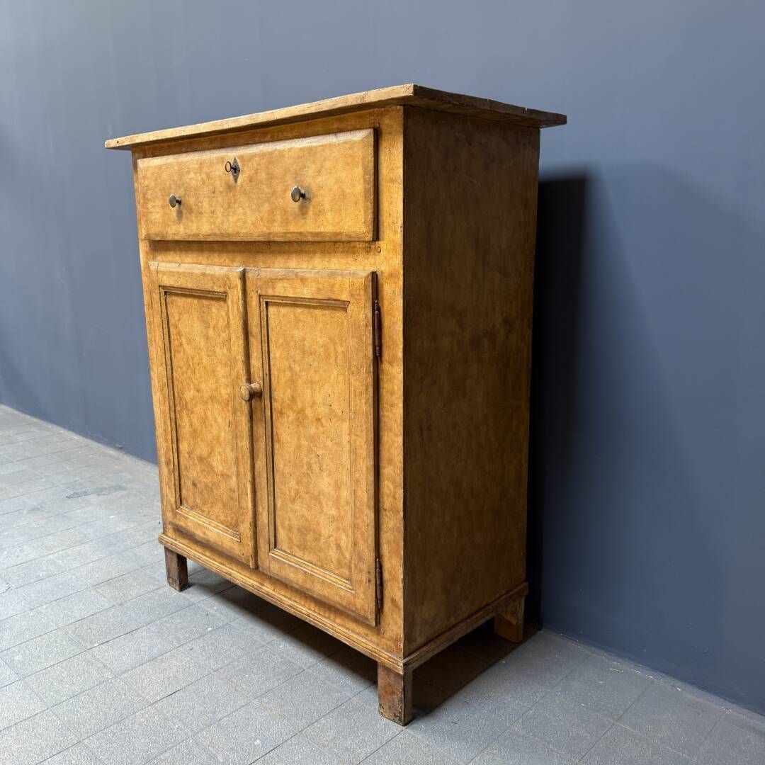 Antique Weathered Ochre Yellow French Farmhouse Cabinet photo vinterior