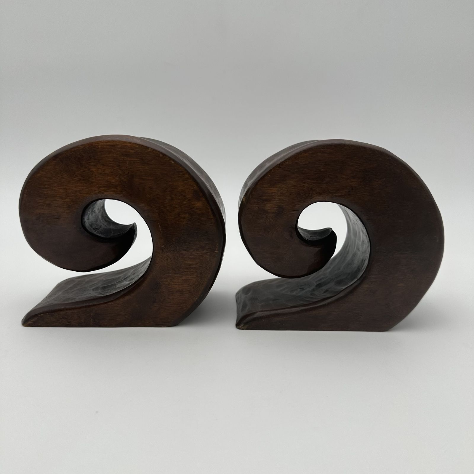 Pair Of Walnut Bookends – In The Style Of Alexandre Noll, France, Circa 1950 photo Home Decor