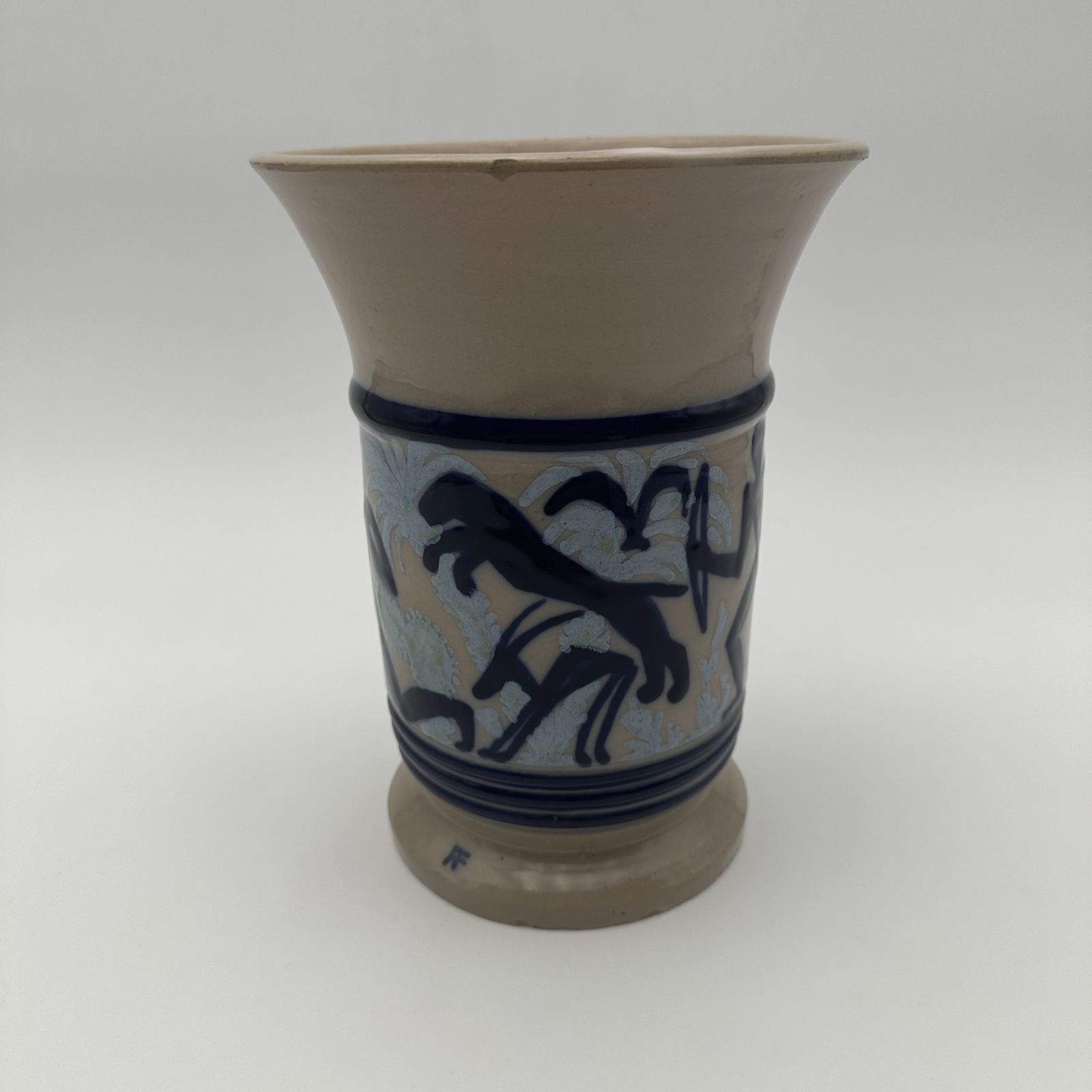 Ceramic Vase With Figurative Decoration Depicting A Hunting Scene – Circa 1930 photo Home Decor