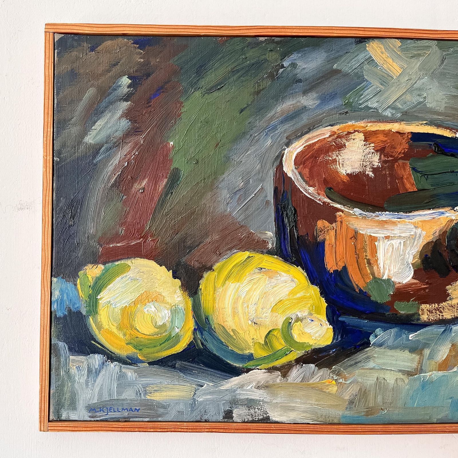 photo furniture Swedish Oil On Canvas, Still Life With Lemons, Signed Margareta Kjellman