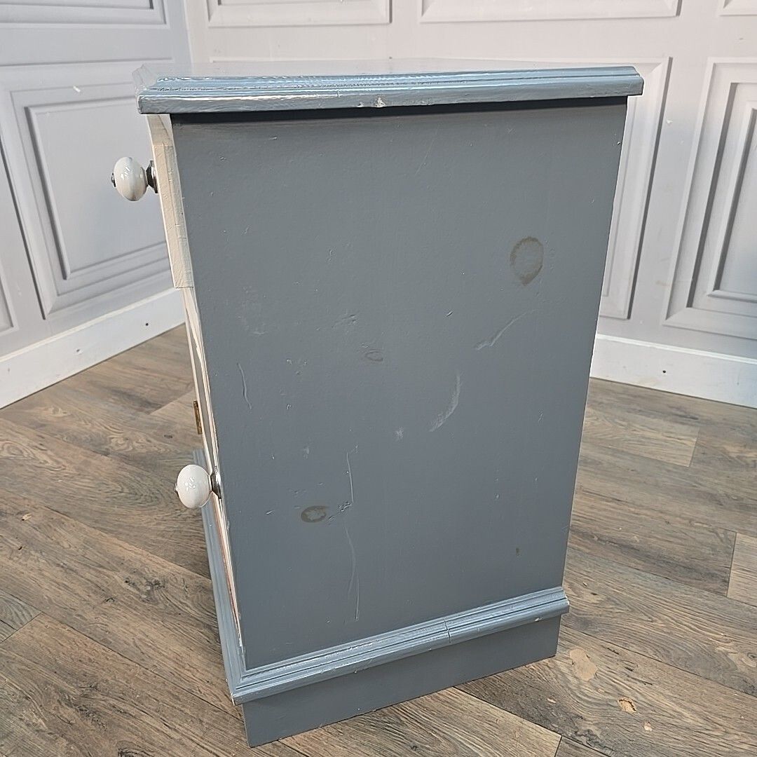 photo for sale Pair Vintage Bedside Cabinets Painted Cupboards   Wood Pine Tables Drawers Retro