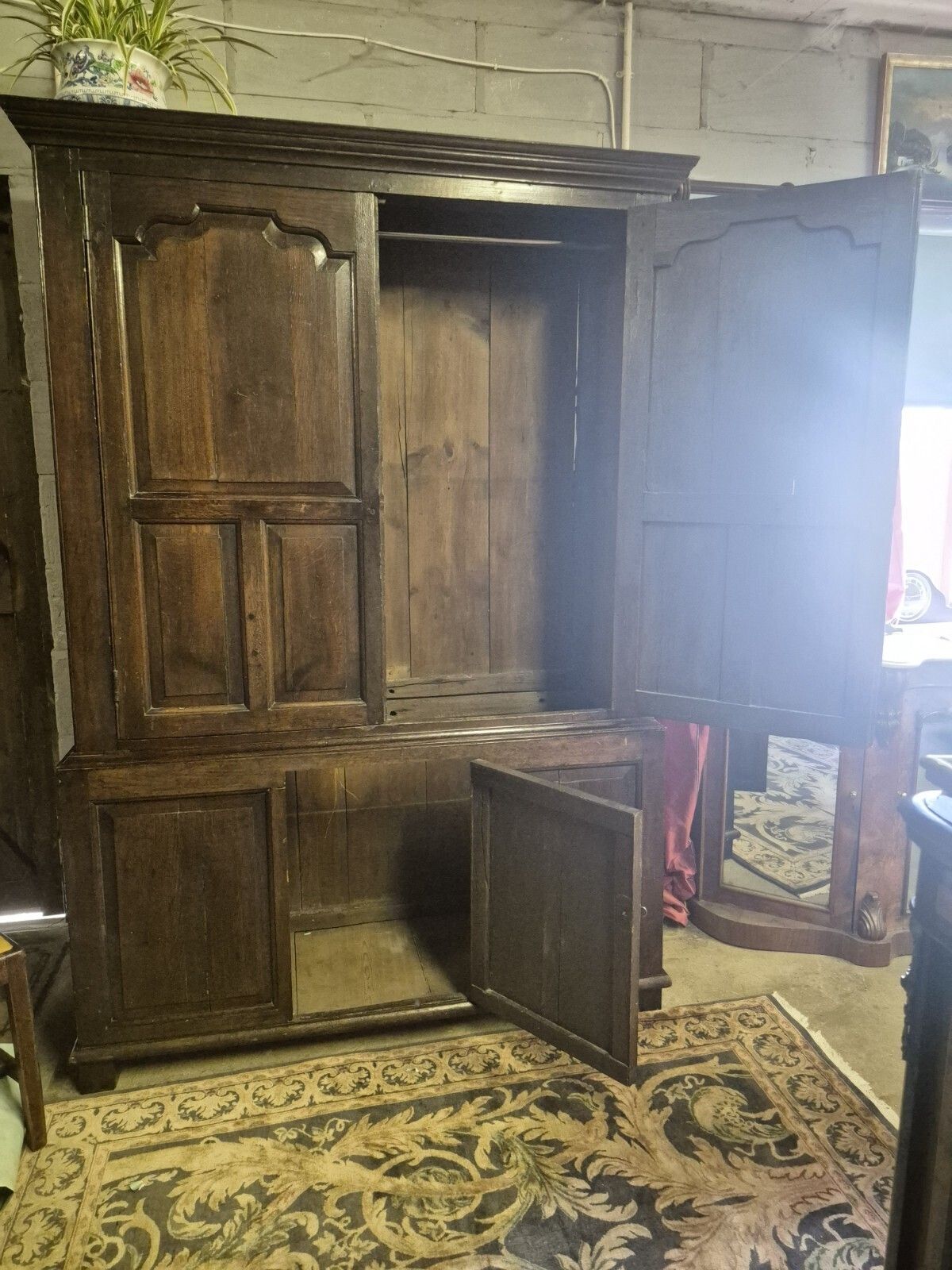 Lovely Character 18th Century Country Oak Livery Cupboard Wardrobe Larder Linen photo buy