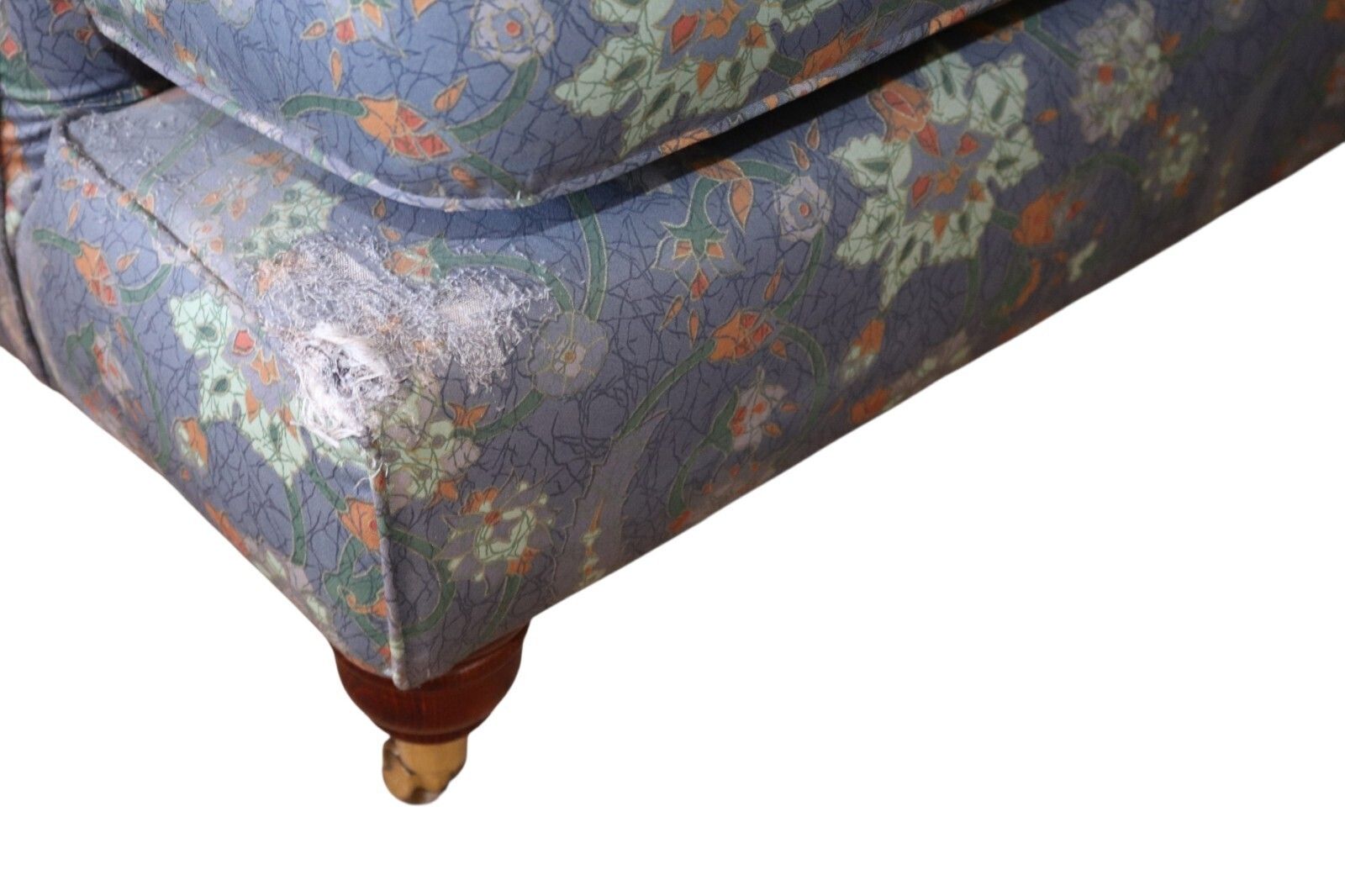 Vintage Multiyork Howard Style Armchair And Footstool   Floral Paisley Blue photo buy