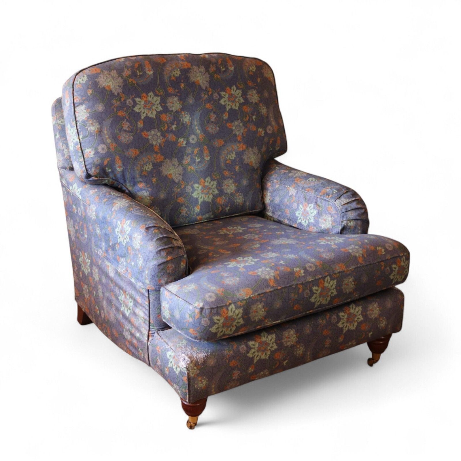 photo furniture Vintage Multiyork Howard Style Armchair And Footstool   Floral Paisley Blue