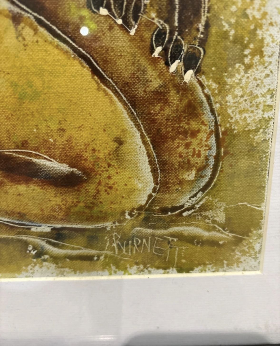 Mcm Calvin Burnett   Sgraffito Figural Painting Signed Oil On Canvas/Board photo furniture