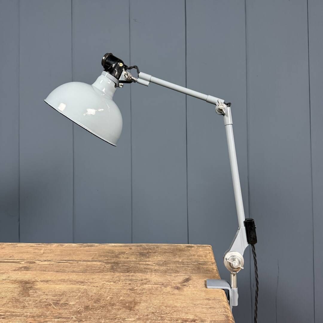 Lichtgrijze Rademacher Klemspot Met Grote Emaille Kap photo furniture