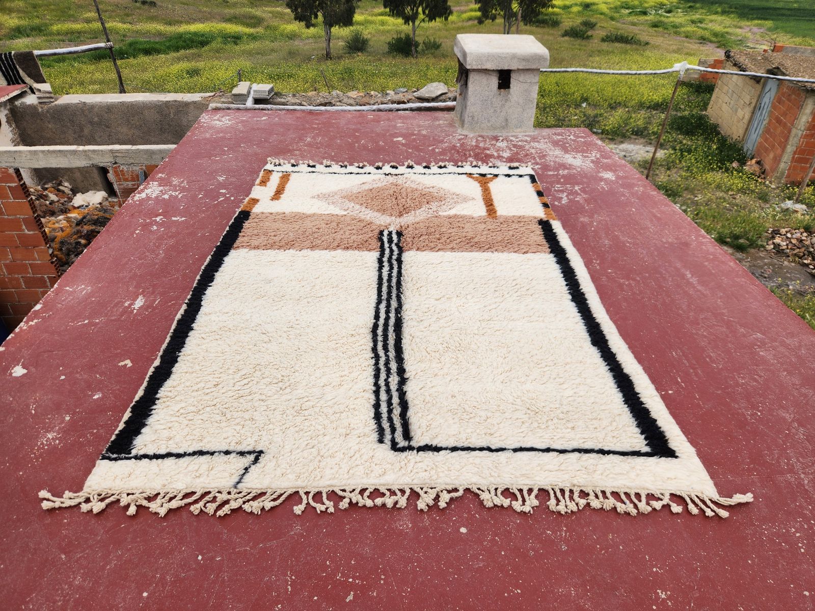 Handcrafted Beni Ouarain Moroccan Rug 300x206cm – Premium Wool Berber Carpet photo furniture