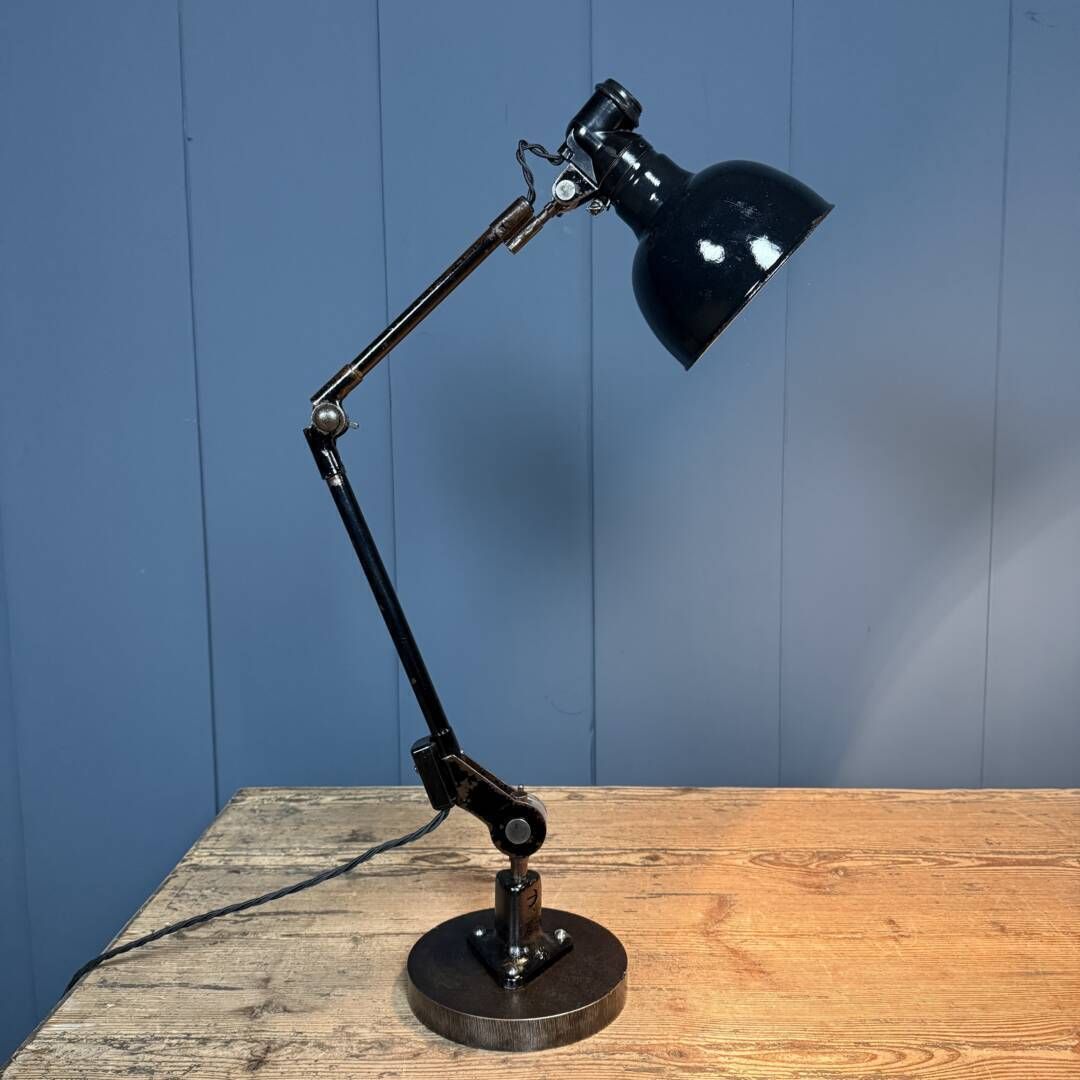 Zwarte Rademacher Tafellamp Met Emaille Kap photo for sale