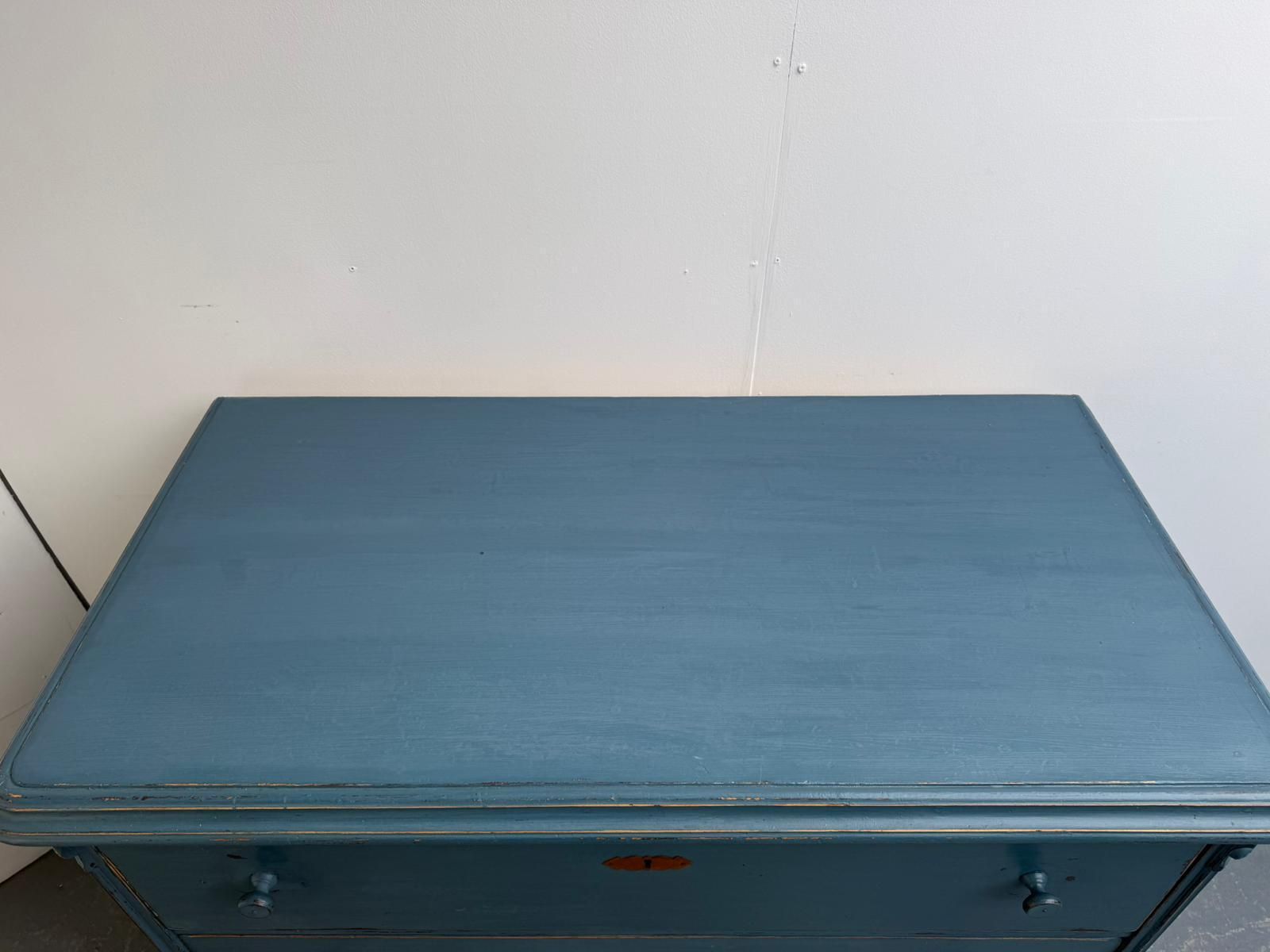 A Huge Painted Blue Pine Genuine Victorian Hungarian Chest Of Drawers photo Furniture