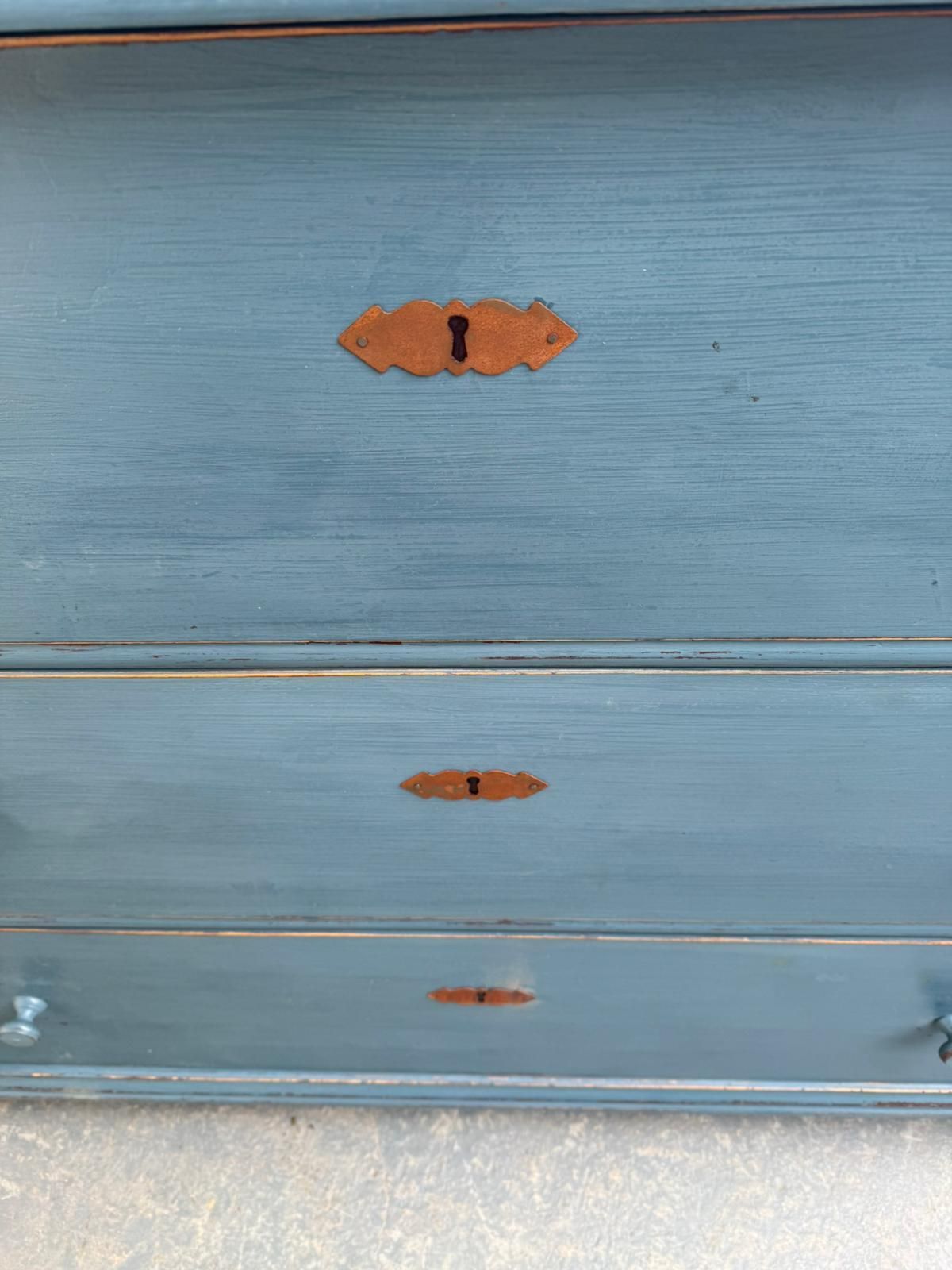 A Huge Painted Blue Pine Genuine Victorian Hungarian Chest Of Drawers photo vintage
