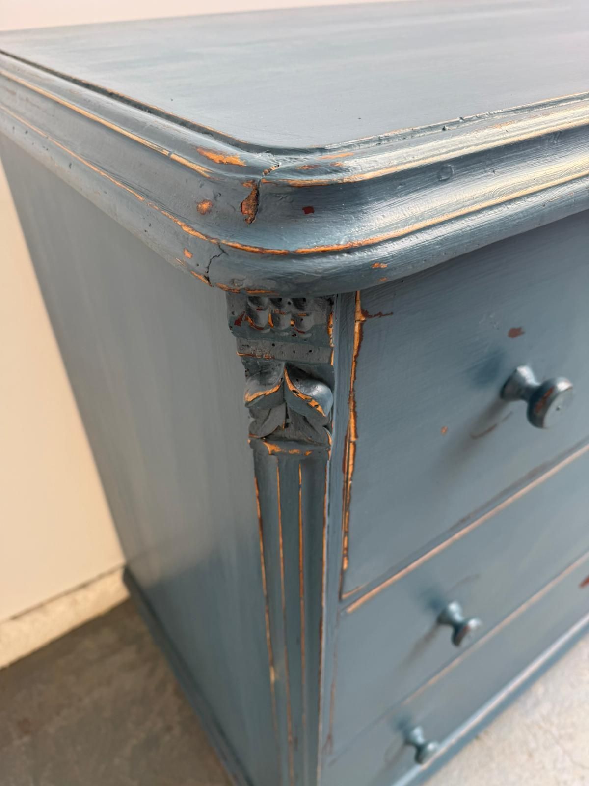 Furniture A Huge Painted Blue Pine Genuine Victorian Hungarian Chest Of Drawers photo