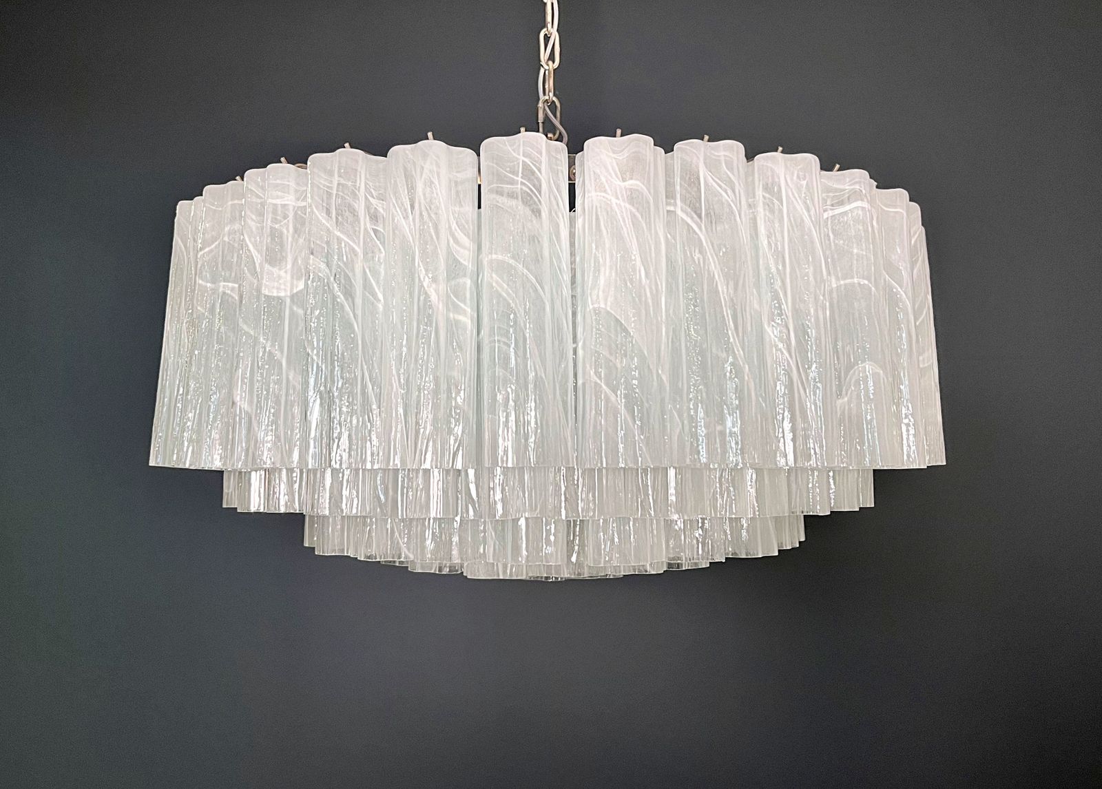 Large Murano Glass Chandelier  101 White Alabaster Glass Tube
