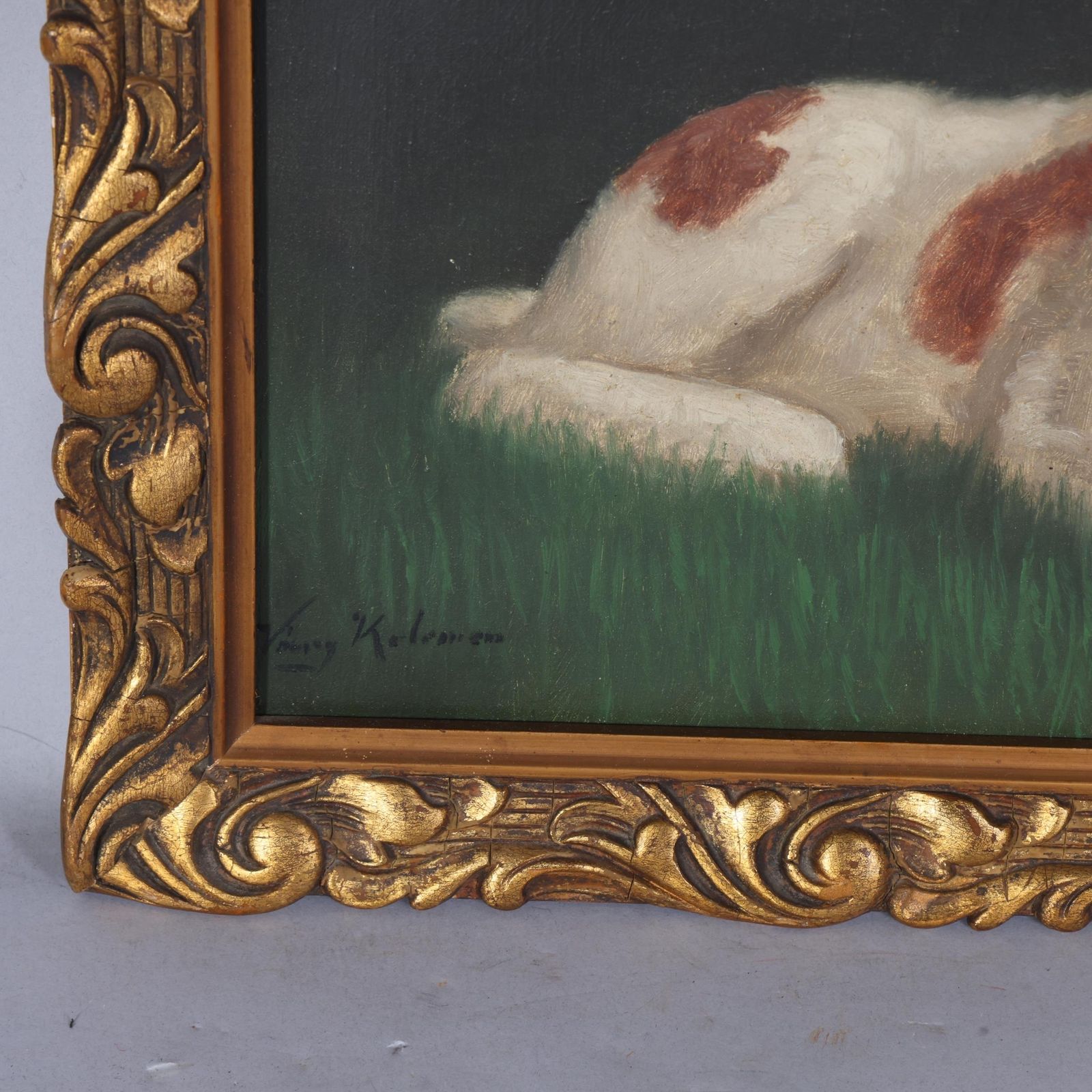 Antique Oil Painting Of A Terrier (Parson Russell?) photo for sale