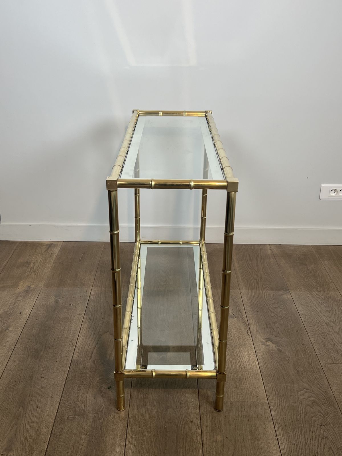 Brass Console Table In The Style Of Faux Bamboo, In The Style Of Jacques Adnet. Circa 1970 photo Furniture