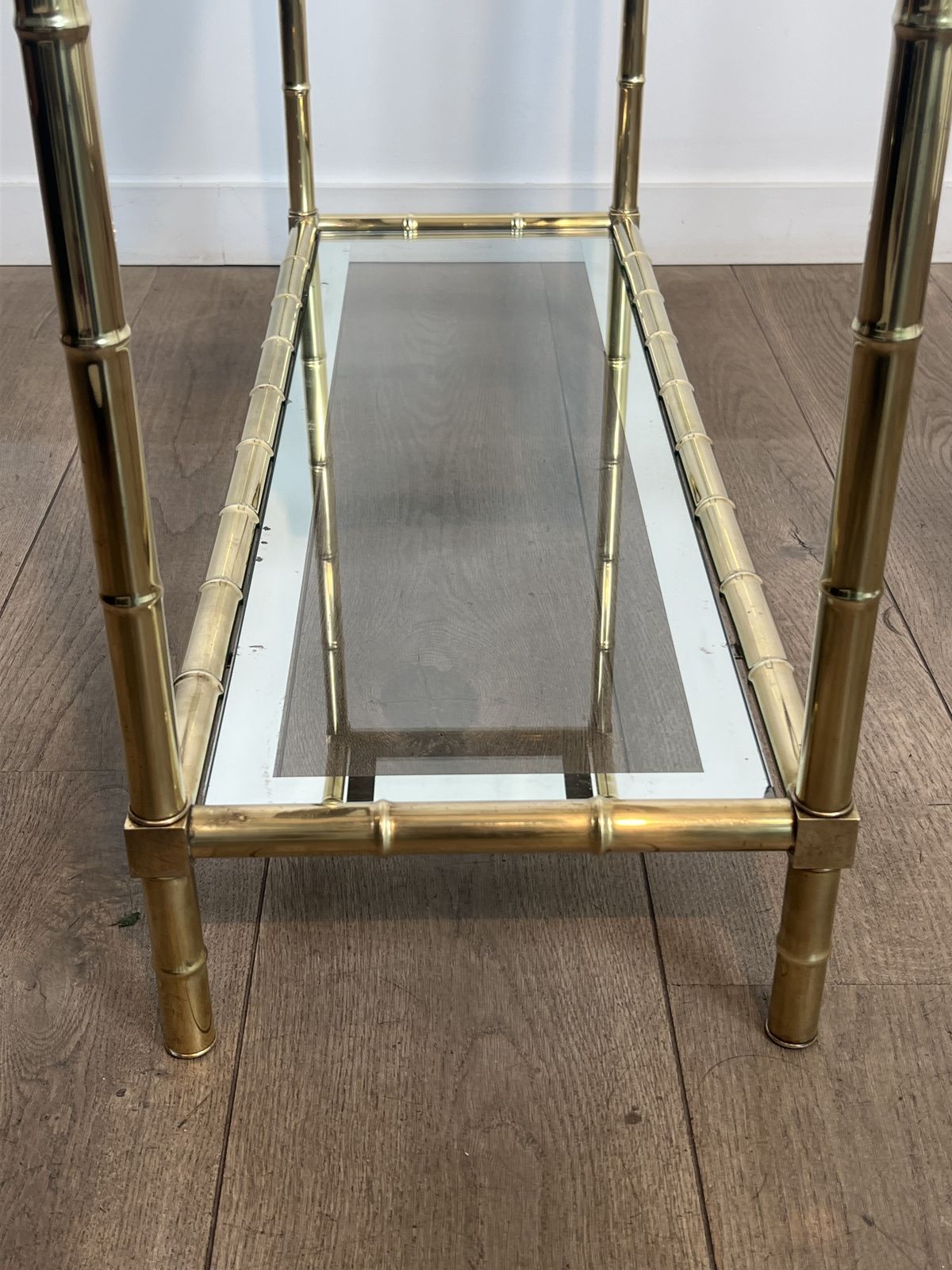 Brass Console Table In The Style Of Faux Bamboo, In The Style Of Jacques Adnet. Circa 1970 photo buy