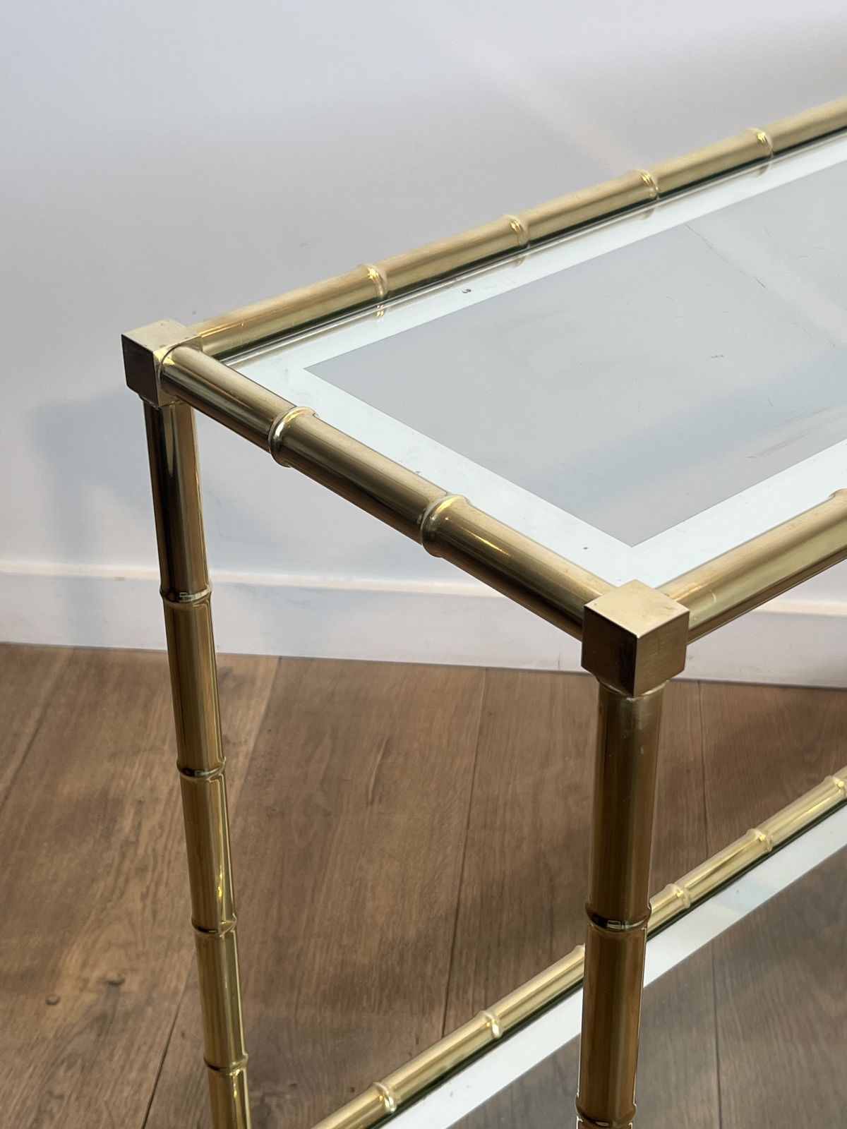 photo furniture Brass Console Table In The Style Of Faux Bamboo, In The Style Of Jacques Adnet. Circa 1970