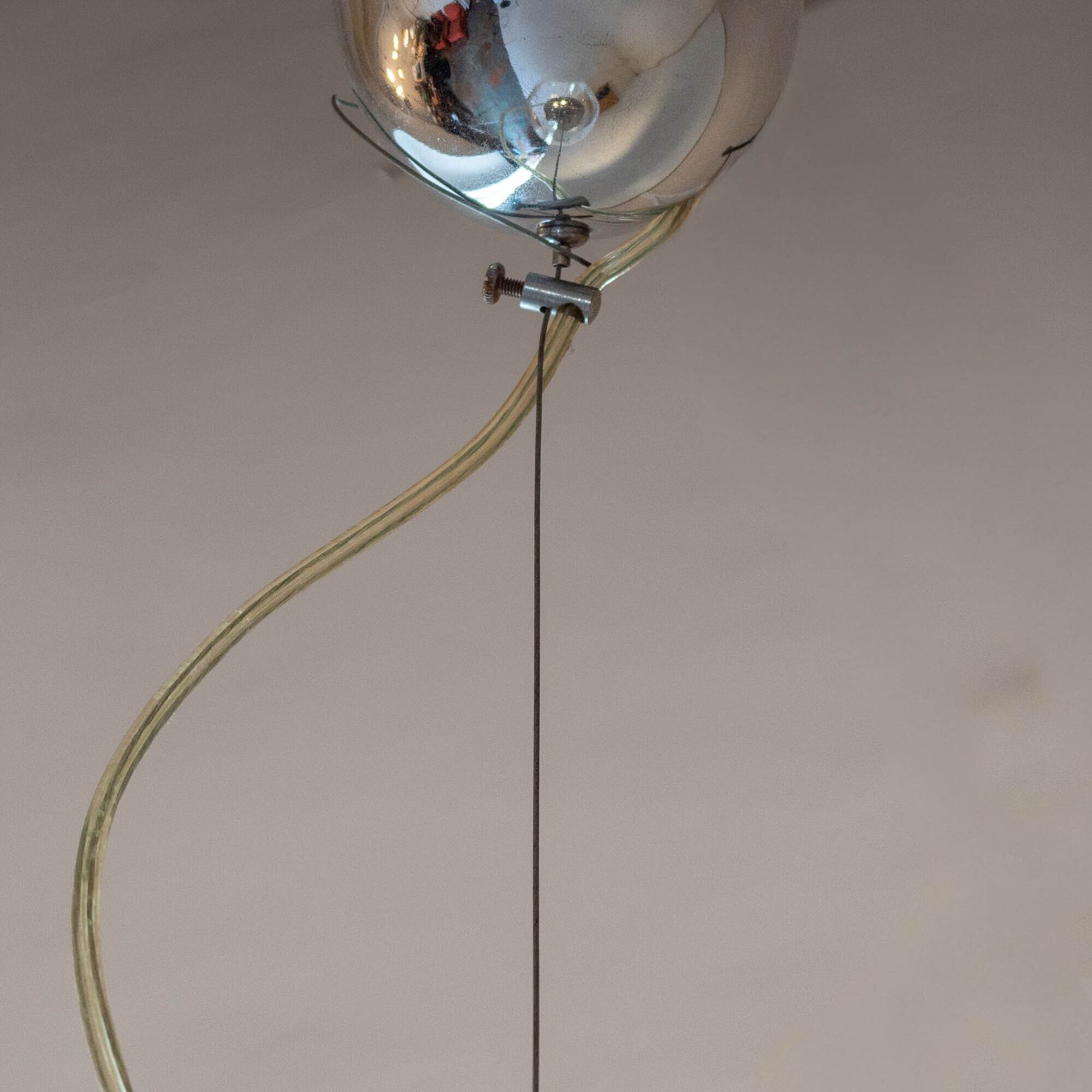 Suspension italienne moderne Space Age, verre et métal argenté, années 1980 photo vinterior