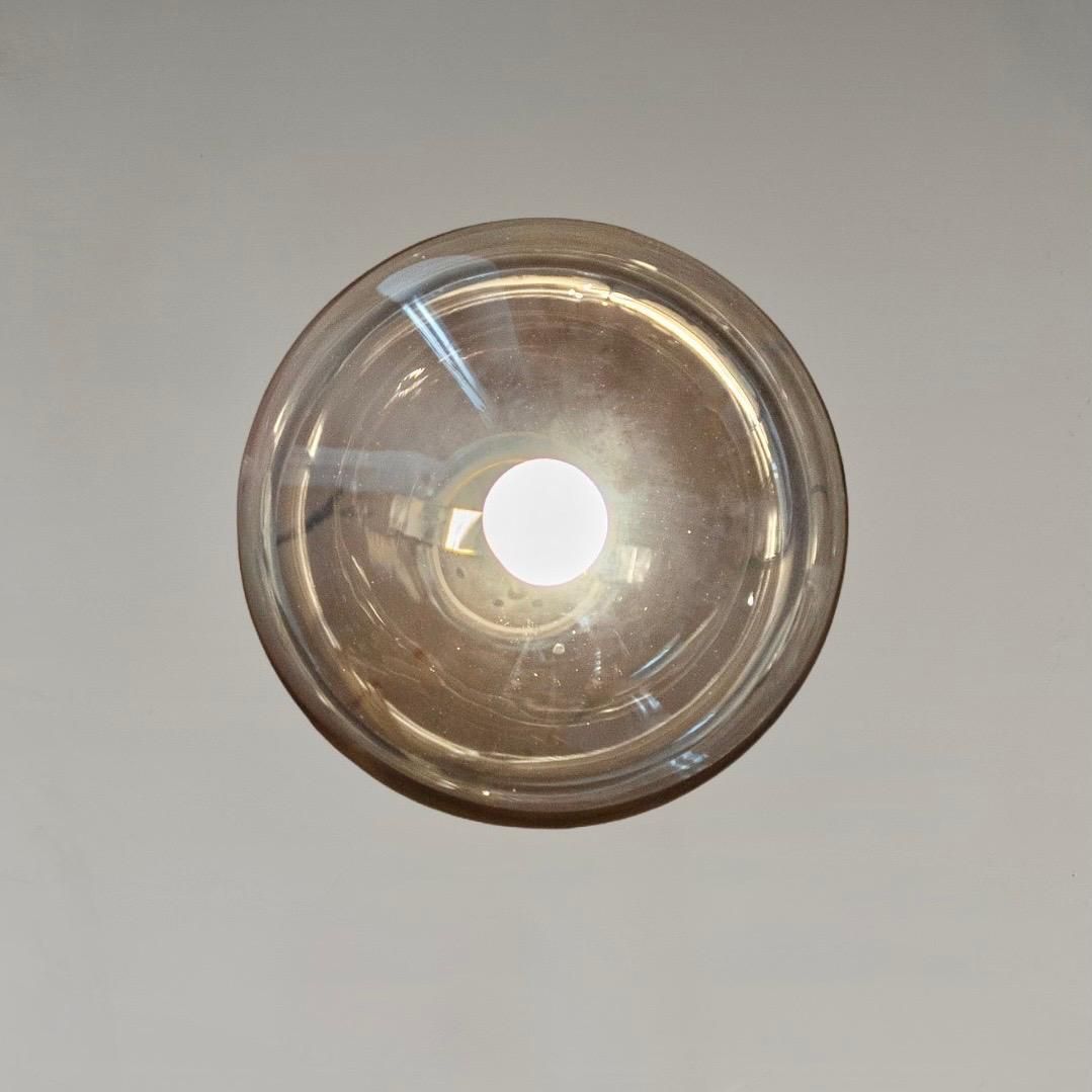Luminaires Suspension italienne moderne Space Age, verre et métal argenté, années 1980 photo