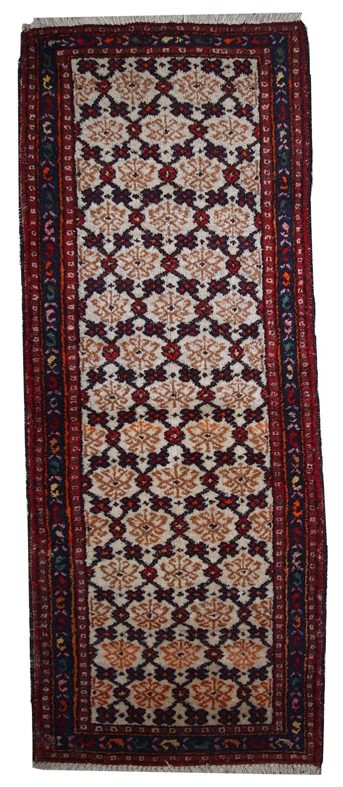 Handgemaakte vintage wollen loper — 80 × 207 cm — ca. jaren 1960
