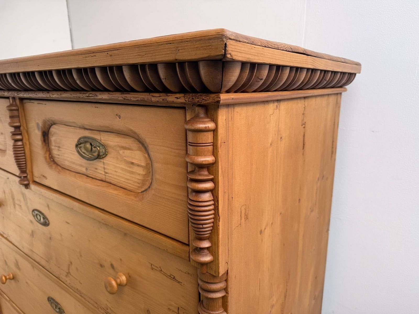 A Huge Pine Genuine Victorian Hungarian 5 Drawer Chest Of Drawers photo 795.0