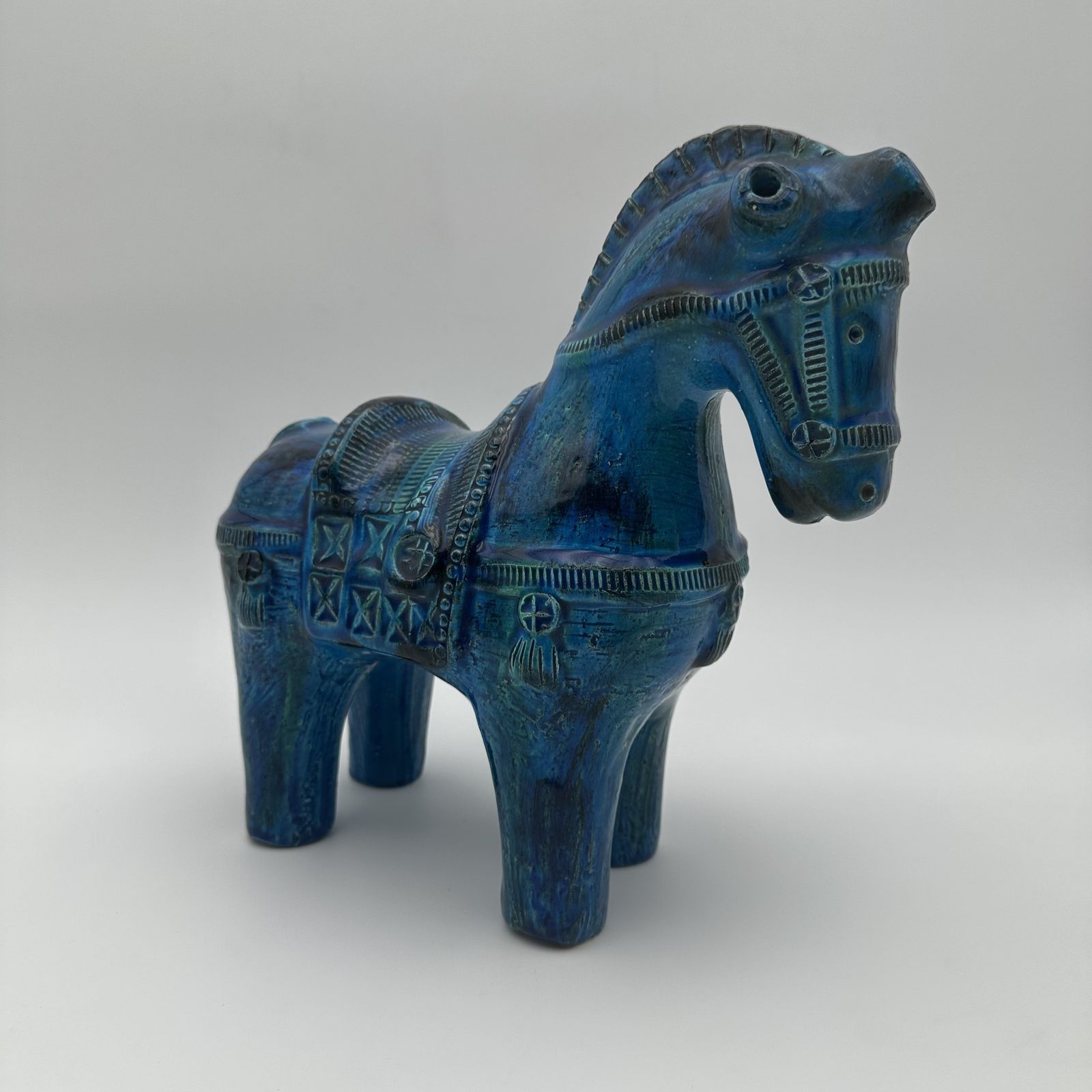 Blue Ceramic Horse – Aldo Londi For Bitossi, Rimini Series, 1960s