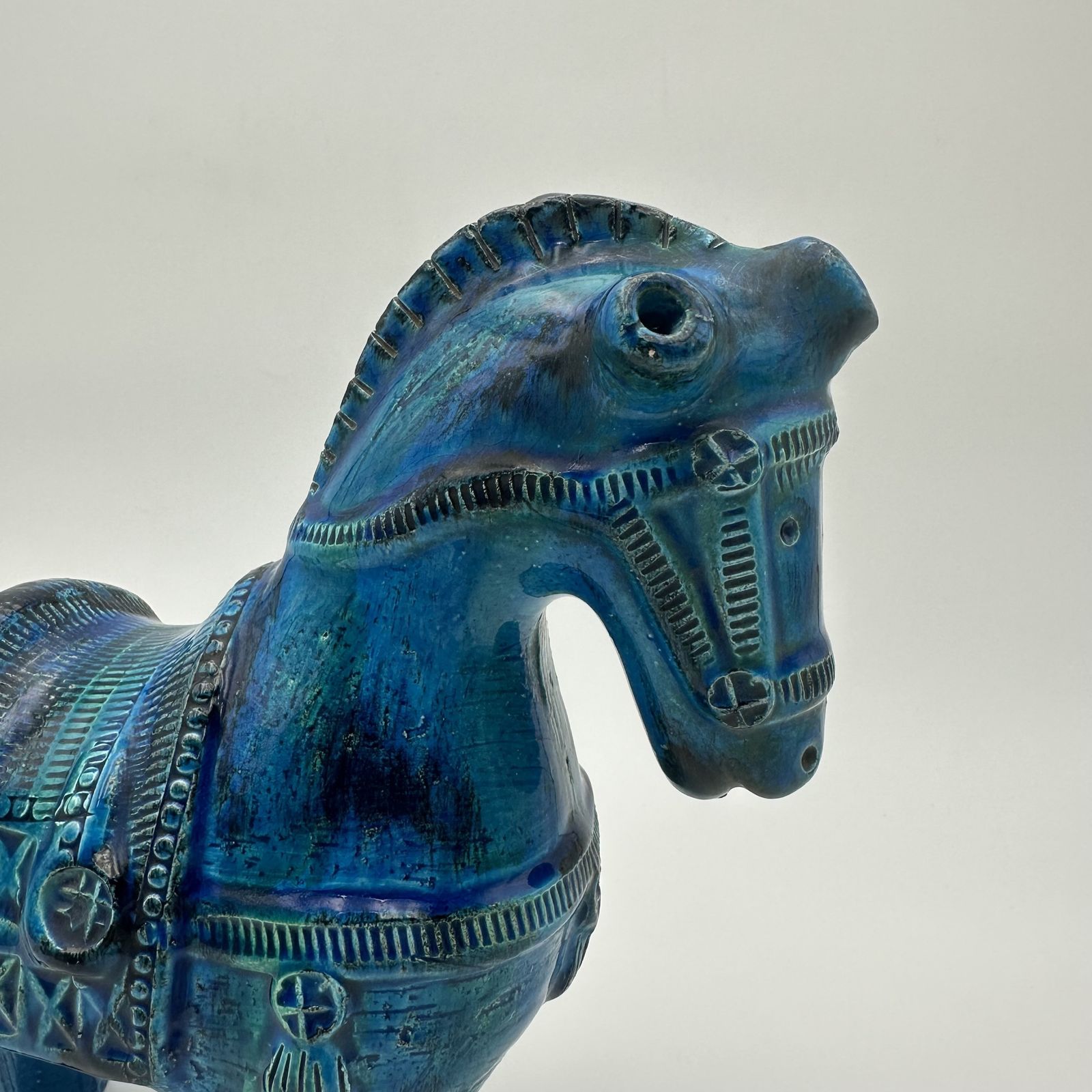 Blue Ceramic Horse – Aldo Londi For Bitossi, Rimini Series, 1960s photo vintage