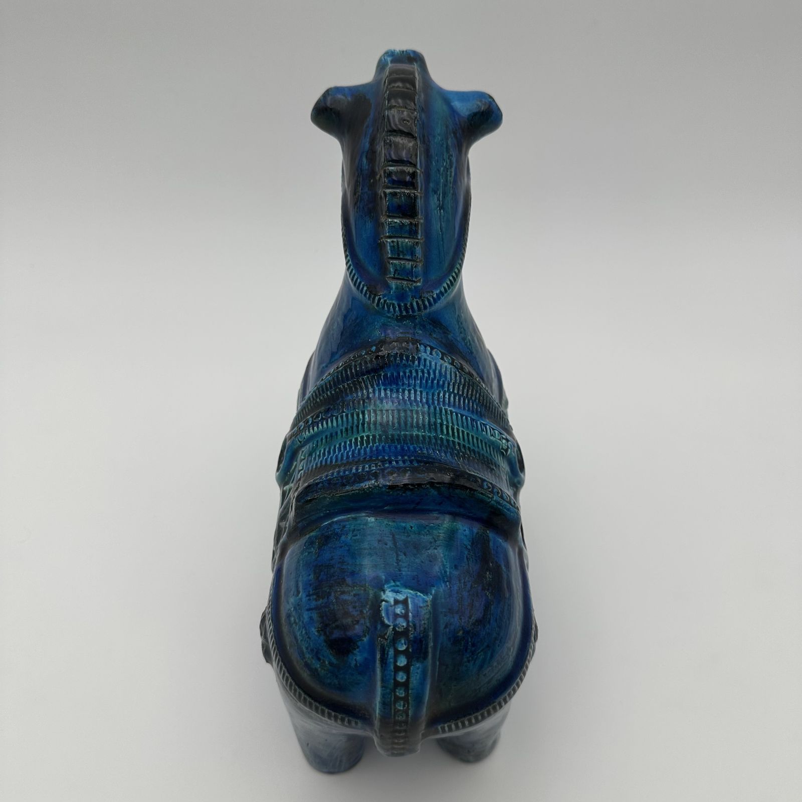 Art Blue Ceramic Horse – Aldo Londi For Bitossi, Rimini Series, 1960s photo