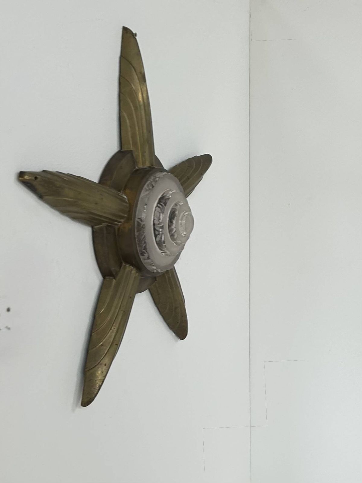 Vintage Wall Light In Bronze And Frosted Glass, France, 1930. photo vintage