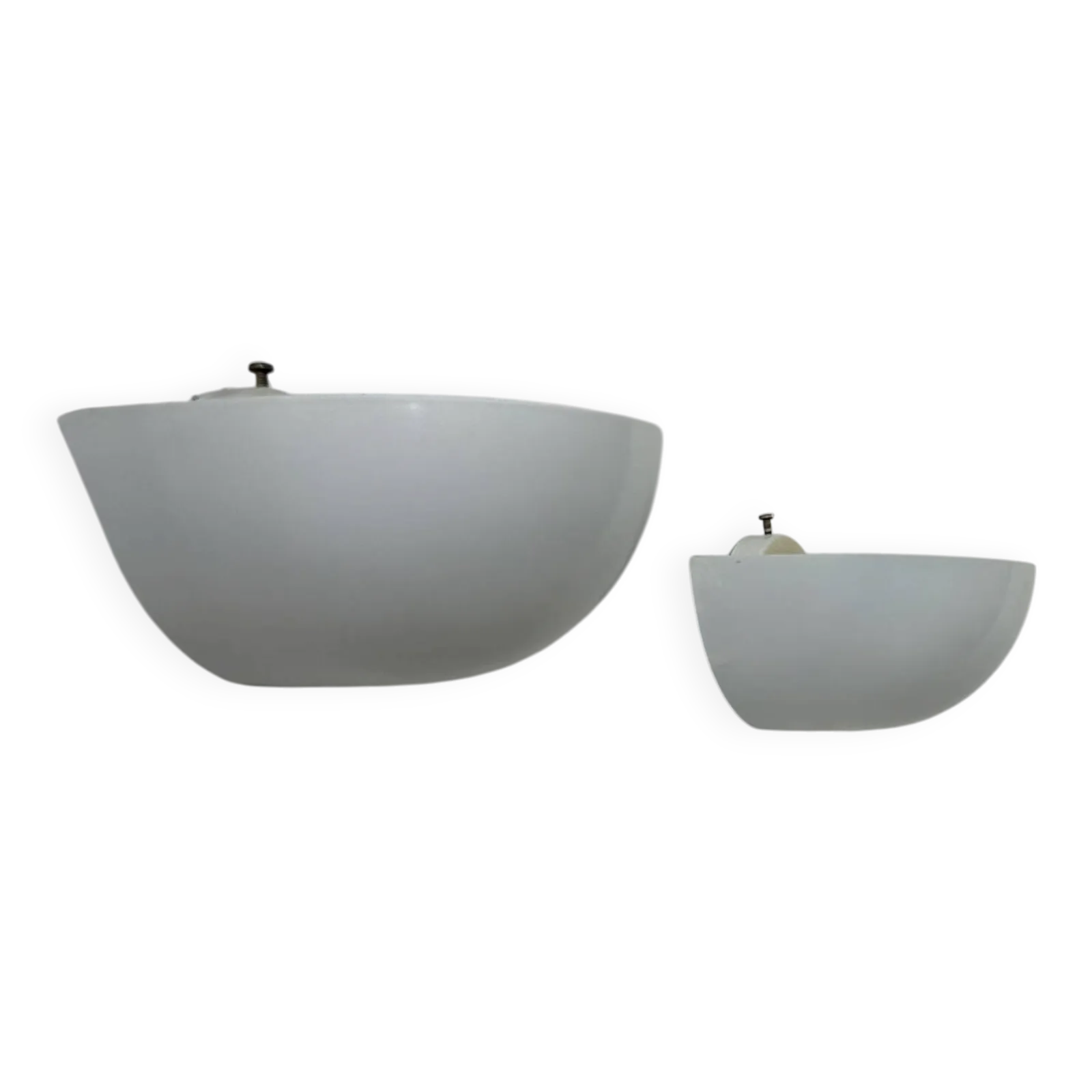 Pair Of Vintage Wall Lights In Matte White Lacquered Metal, Italy, 1980.