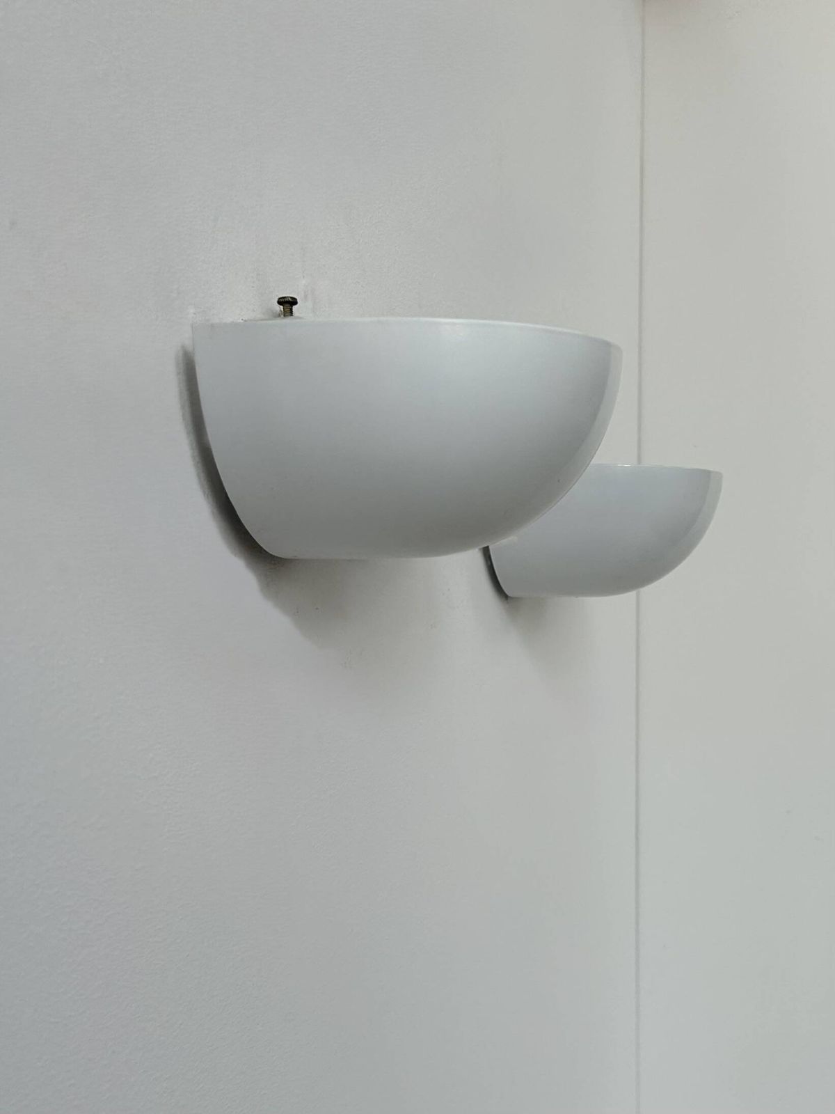 Pair Of Vintage Wall Lights In Matte White Lacquered Metal, Italy, 1980. photo Lighting