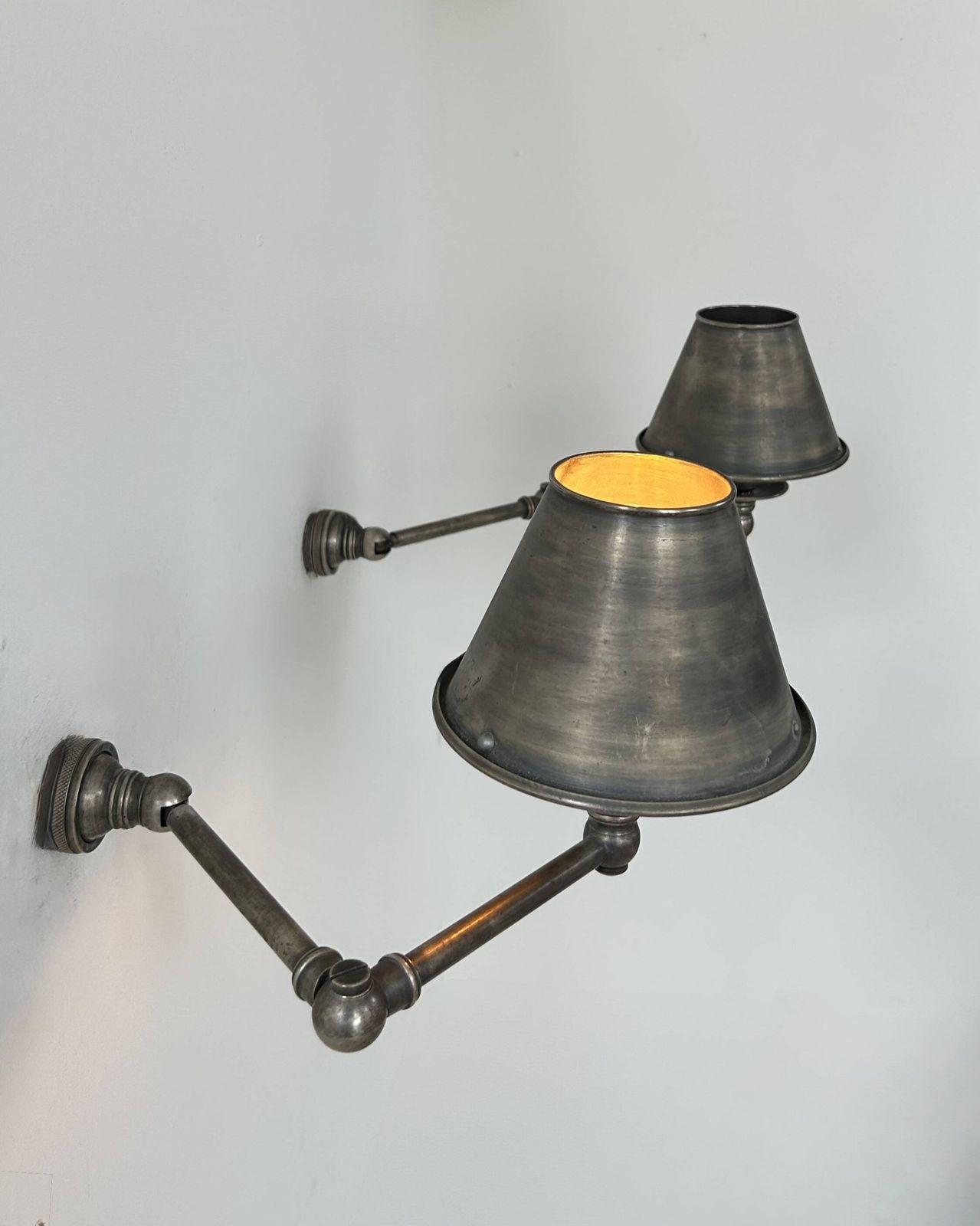 Pairs Of Adjustable Vintage Wall Lights In Steel, France, 1970. photo for sale